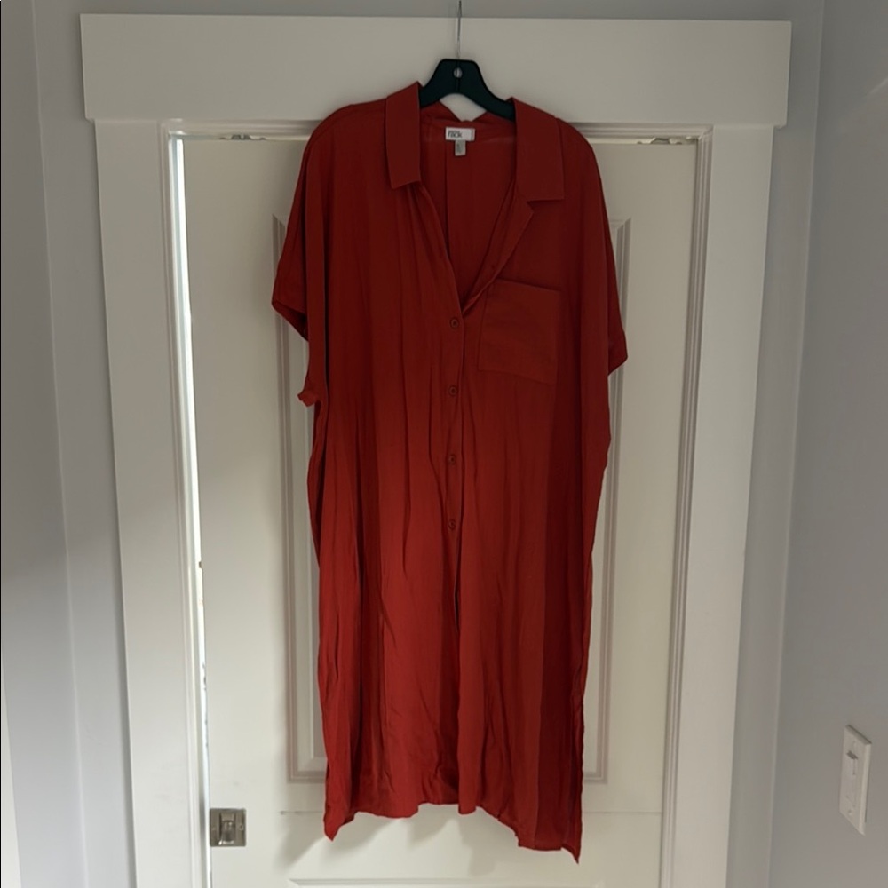 Women's Red Button-Down Swim Coverup